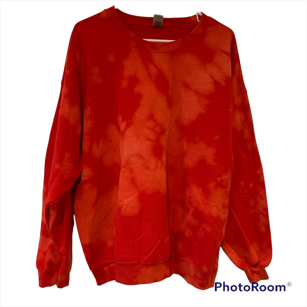 Bleach Tie Dye Red Sweatshirt Gildan Adult XL XLarge boho retro activewear